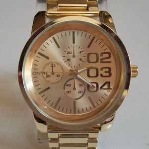 Men's Gold Finish Fashion Dressy Casual Hip Hop Watch